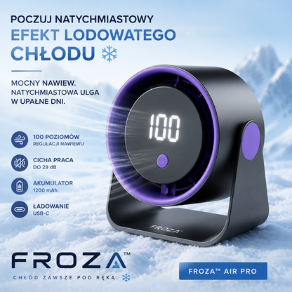 FROZA Air Pro – Bezprzewodowy Wentylator Premium z Wyświetlaczem LED