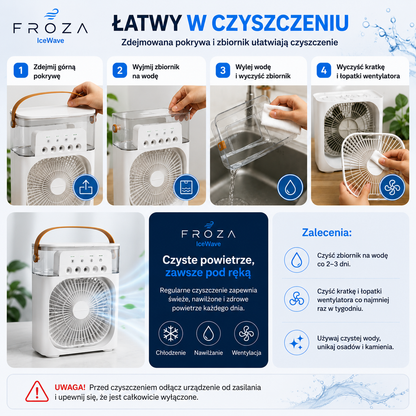 FROZA IceWave- Wentylator 3w1 z funkcją chłodzenia i nawilżania