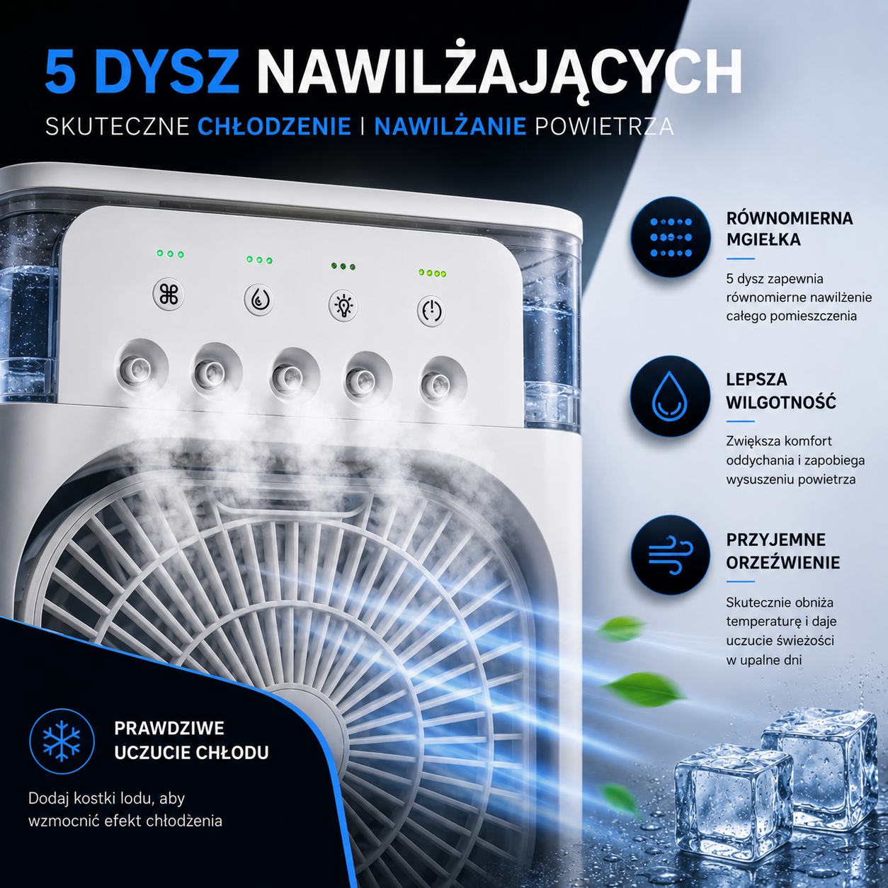 FROZA IceWave- Wentylator 3w1 z funkcją chłodzenia i nawilżania